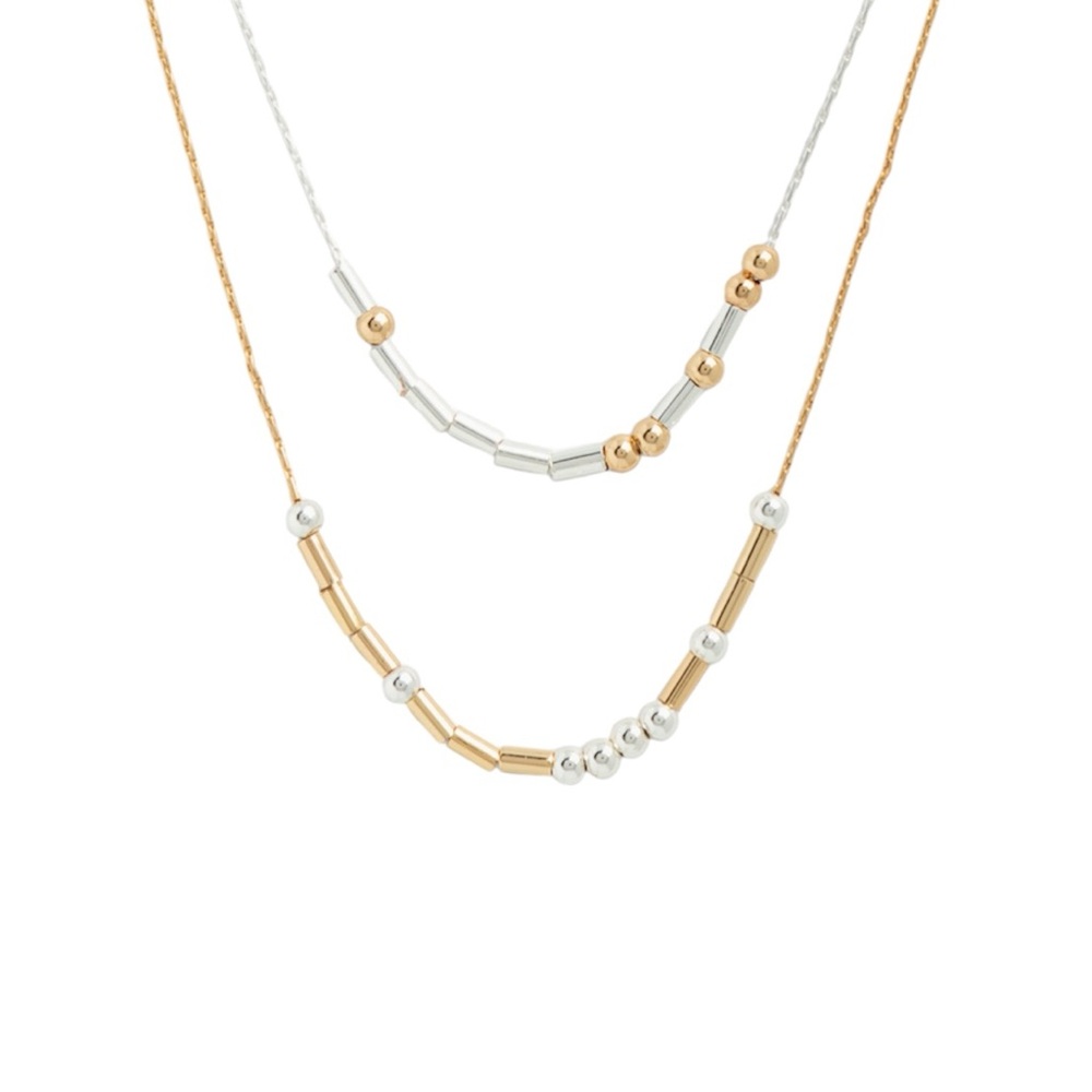 Demarco Morse code Elegant Gold and Silver Layered Necklace
